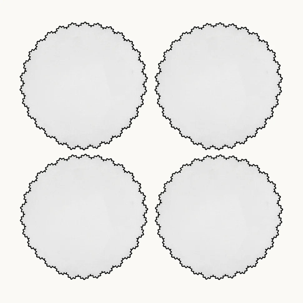 Cloth Placemat S/4 - Black Embroidered Edging