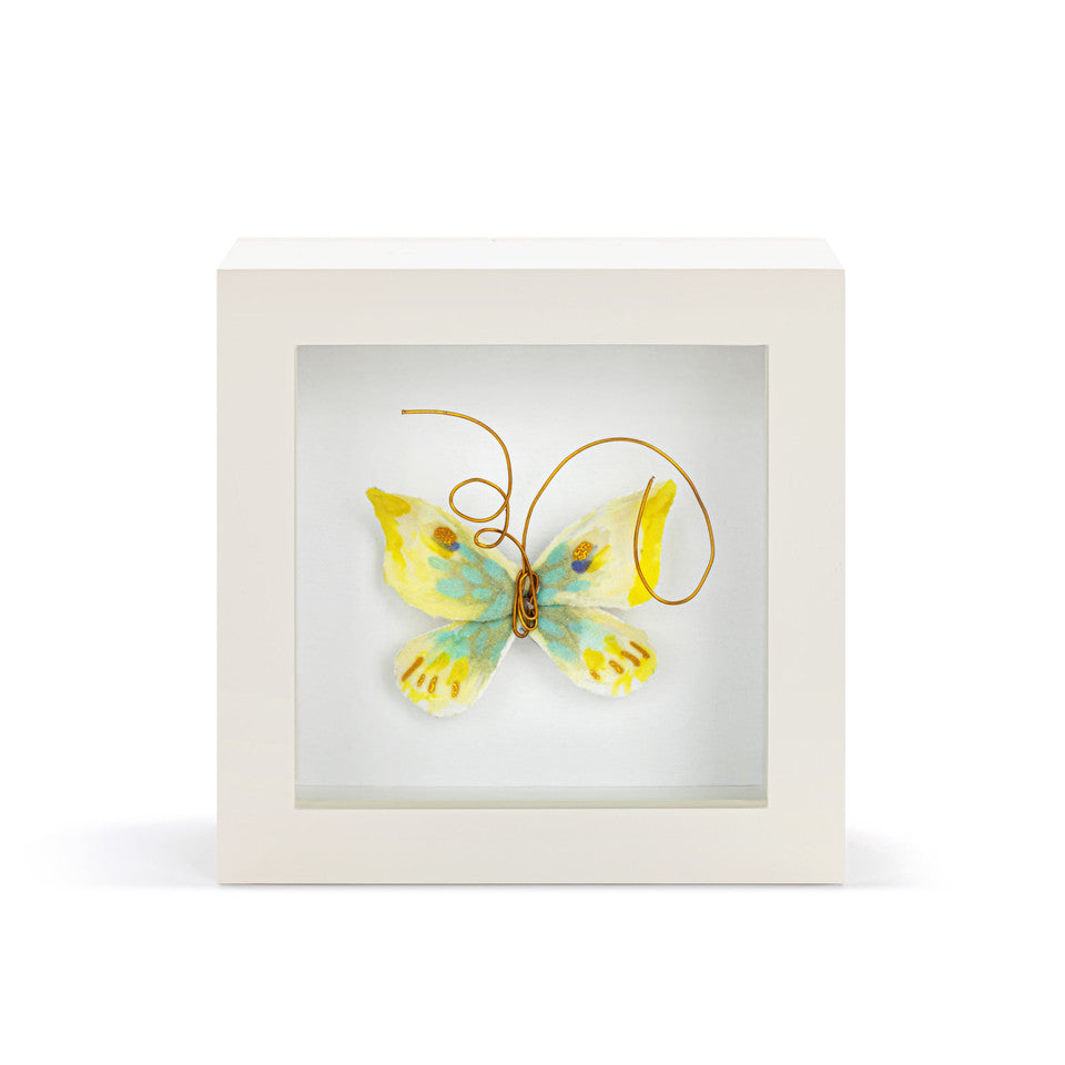 Mini Butterfly Shadow Box - Yellow/Green