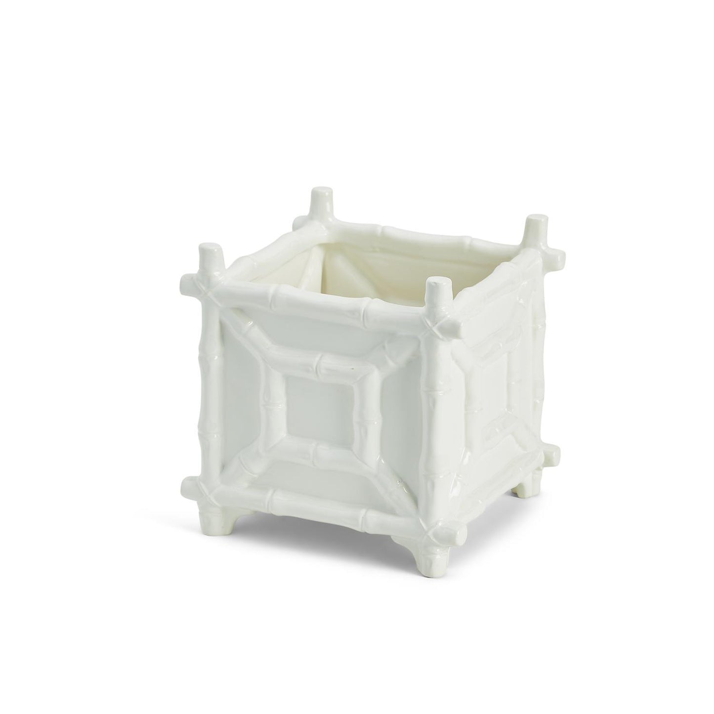 White Bamboo Ceramic Cachepot