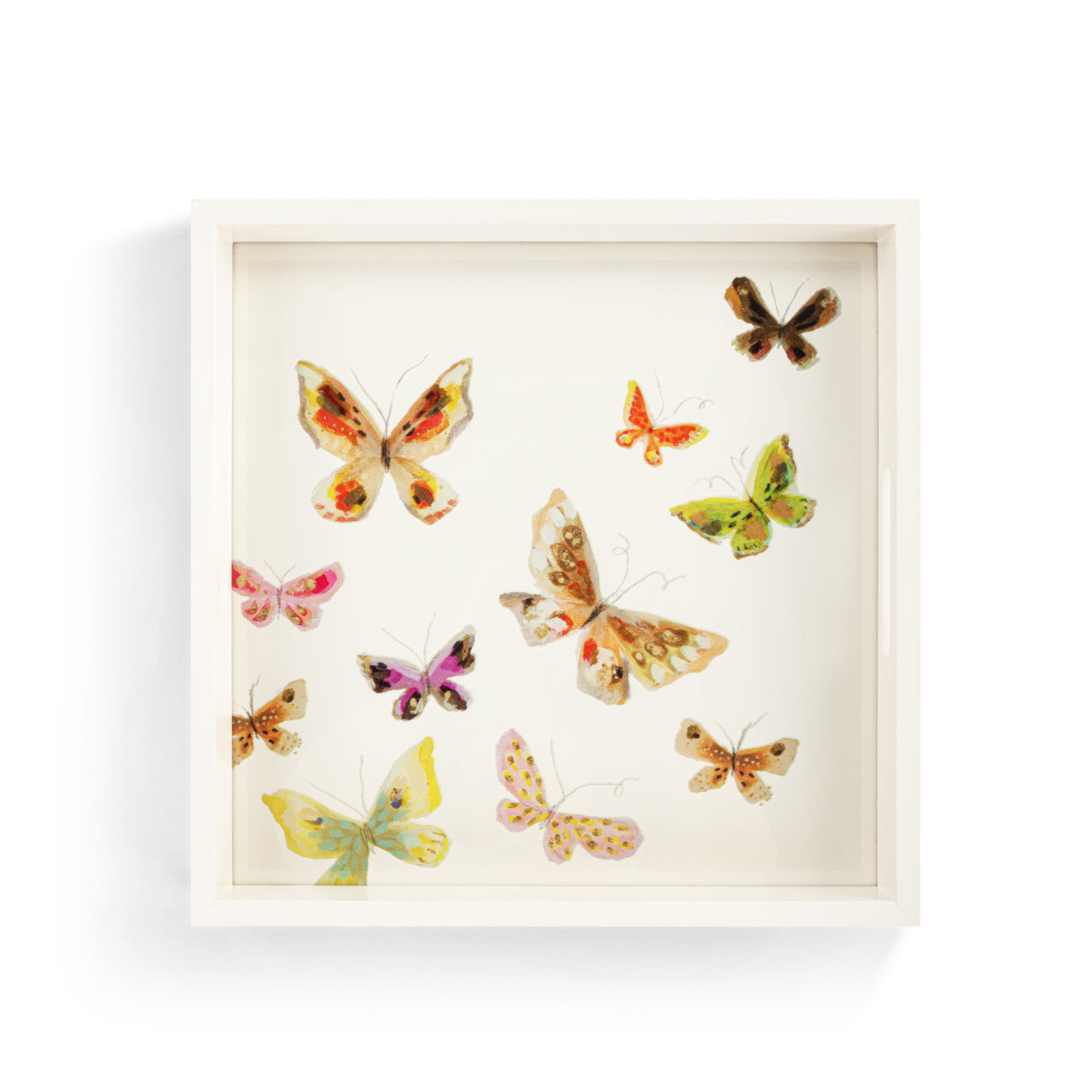 Multicolor Butterfly Lacquer Tray
