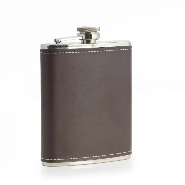 Flask - Brown Leather