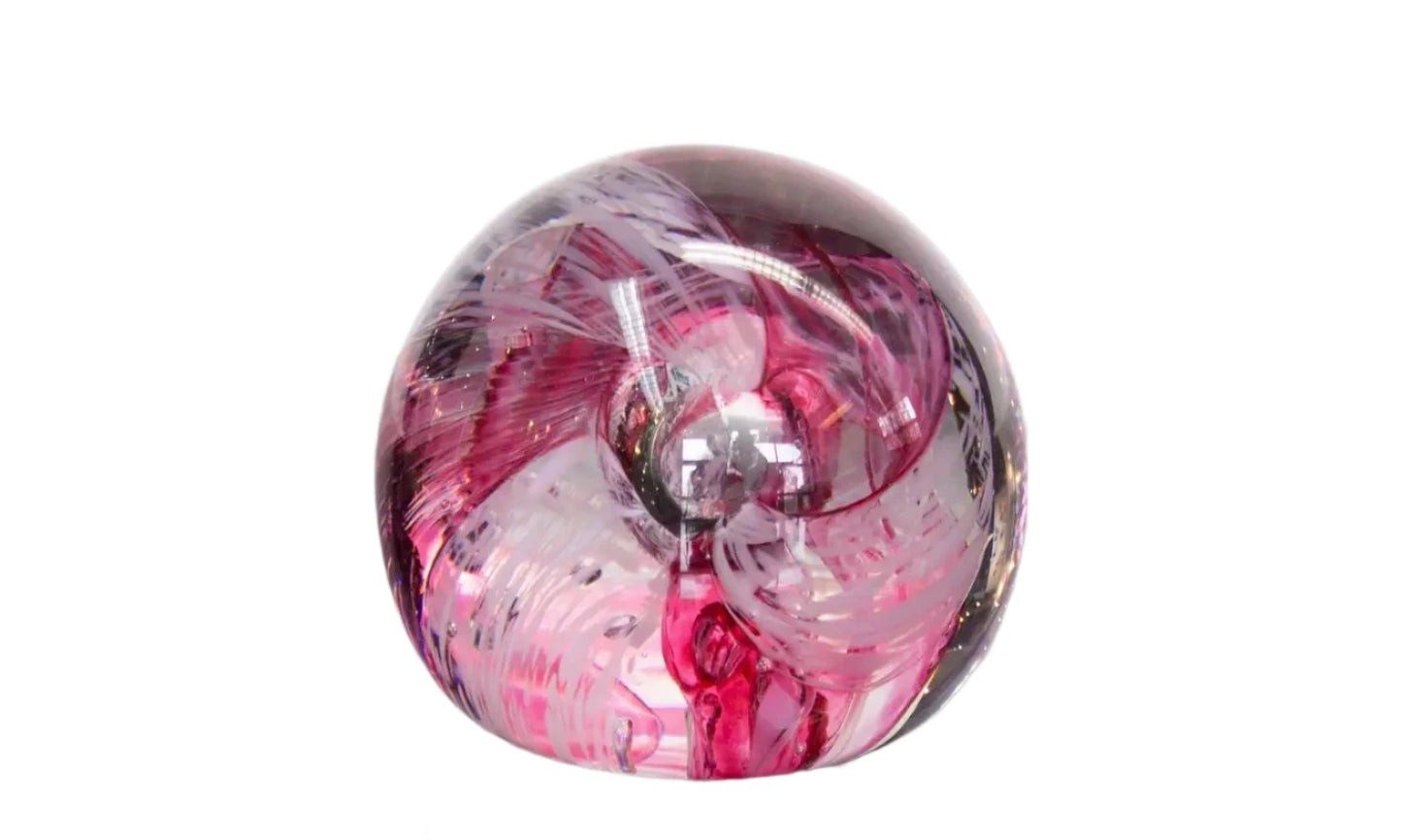 Glass Paperweight - Pink Swirl