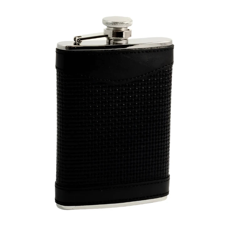 Flask - Black Woven Leather