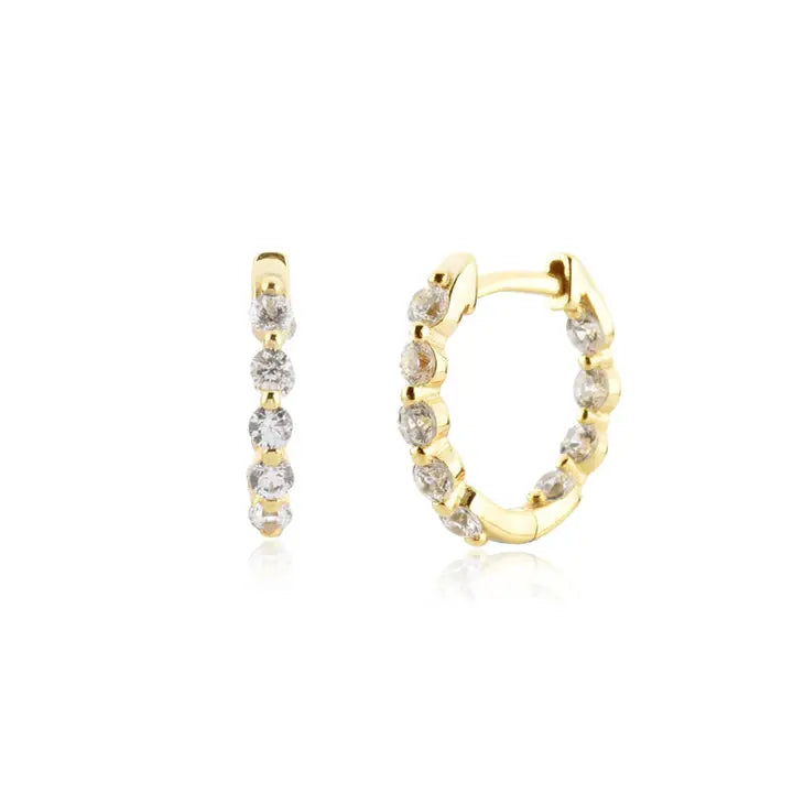 Gold Diamond Huggie Hoop