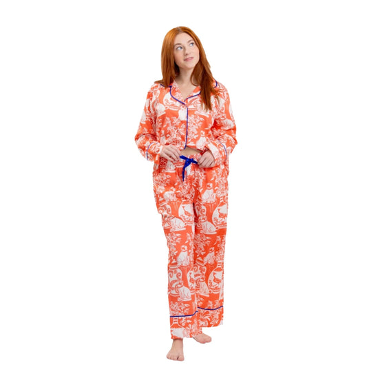 Oriental Coral/White Pajama Set