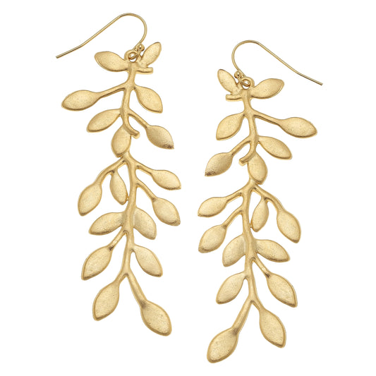 Long Gold Vine Earring