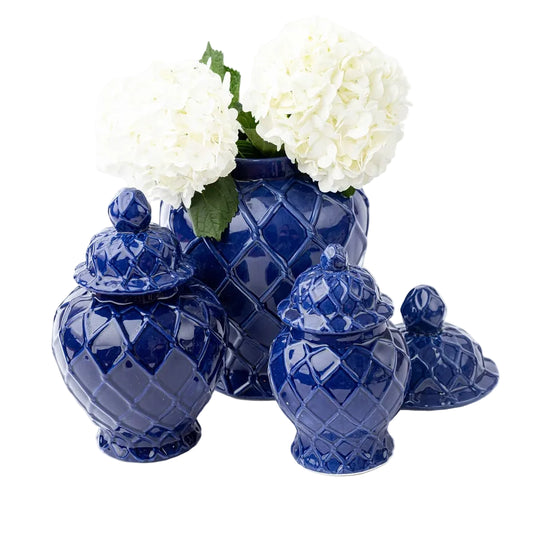 Navy Textured Ginger Jar