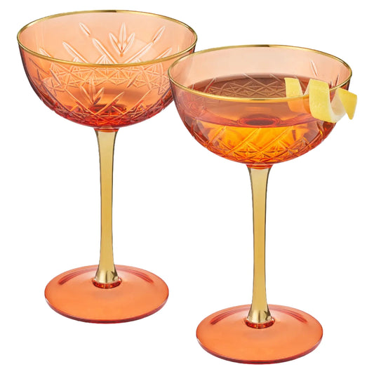 Orange Art Deco Coupes - S/2