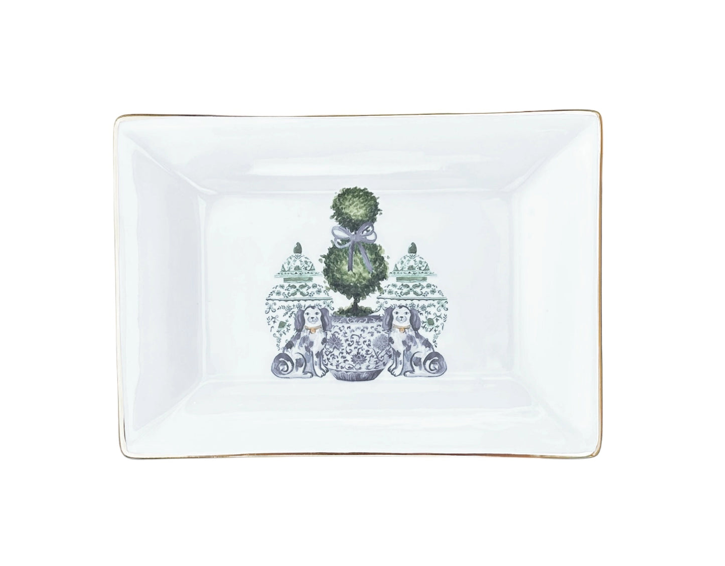 Chinoiserie/Staffordshire Dogs Trinket Tray