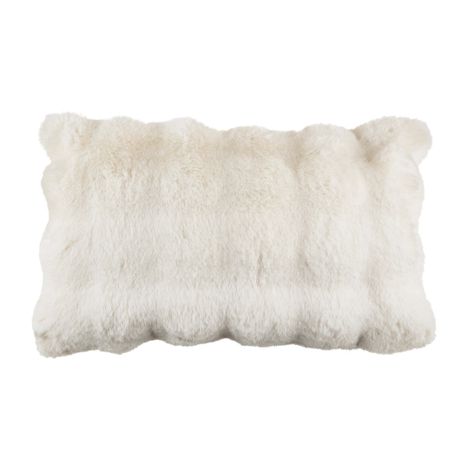 Ivory Textured Fur Pillow - 12x20