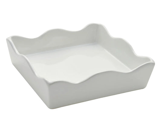 Cocktail Napkin Holder - Ceramic Scalloped