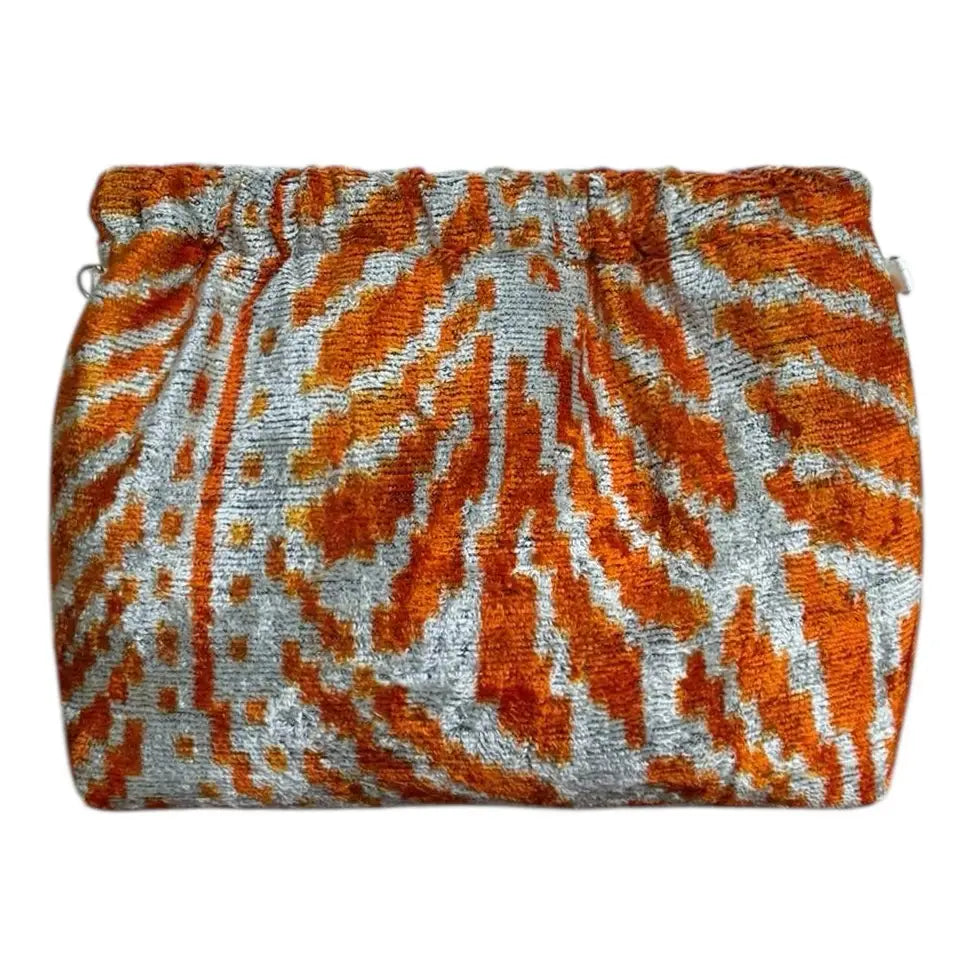 Silk Velvet Ikat Pop-Open Clutch/Crossbody