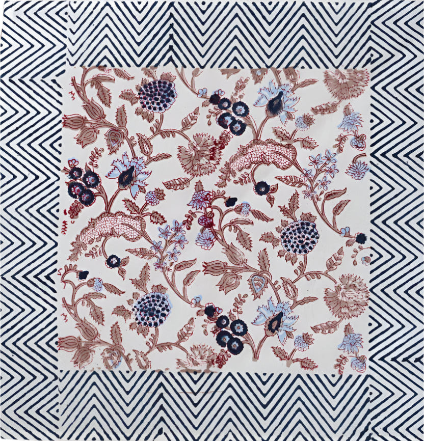 Cloth Napkin S/4 - Navy & Mauve Floral