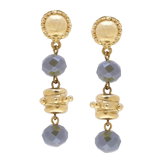 Gold Labradorite Crystal Earring