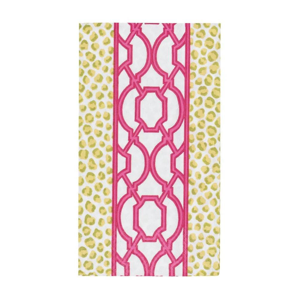 Guest Napkin - Banded Green/Fuchsia
