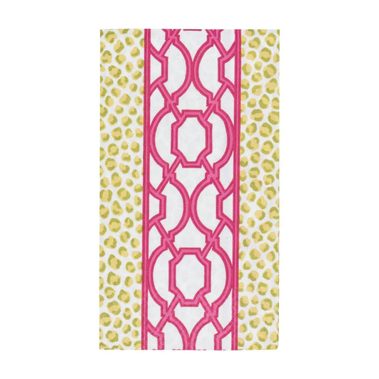 Guest Napkin - Banded Green/Fuchsia