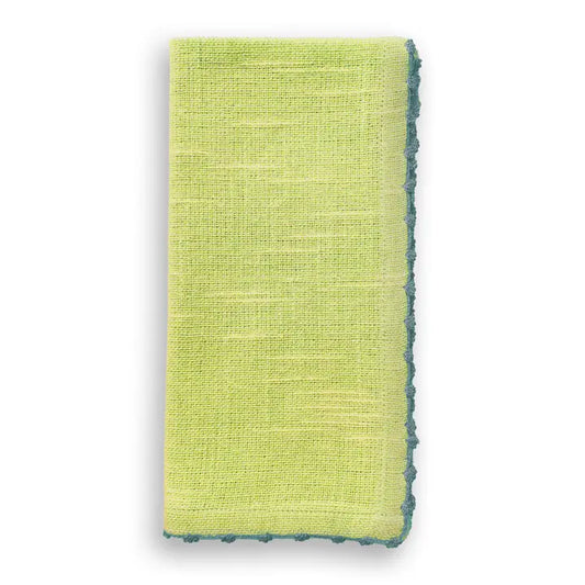 Cloth Napkin - Chartreuse/Blue Trim