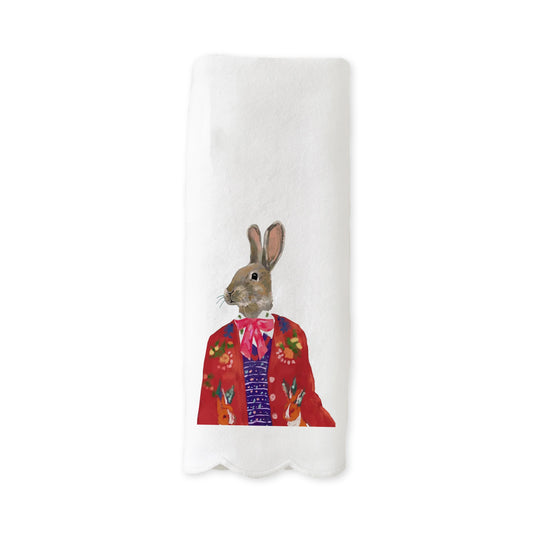 Tea Towel  - Scalloped Mr. Bunny