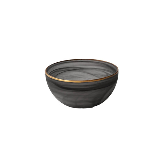 Frosted Black/Gold Rim Bowl