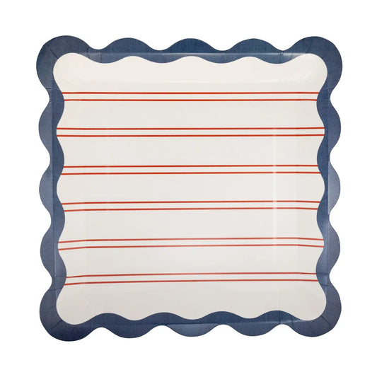 Paper Plate (Large) - Red Pinstripes