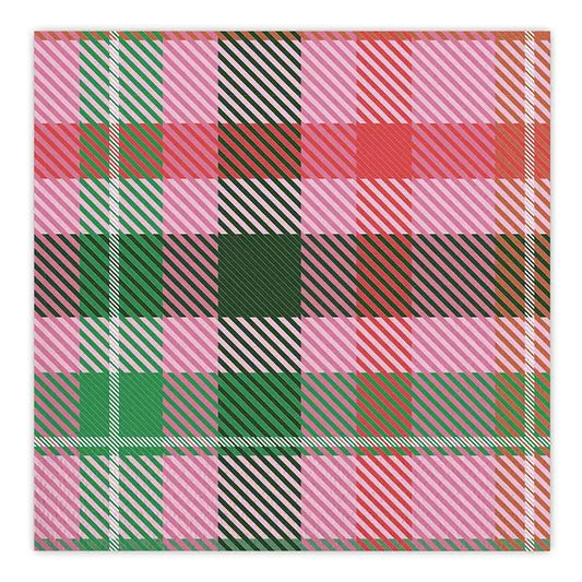 Cocktail Napkins - Pink/Green Plaid