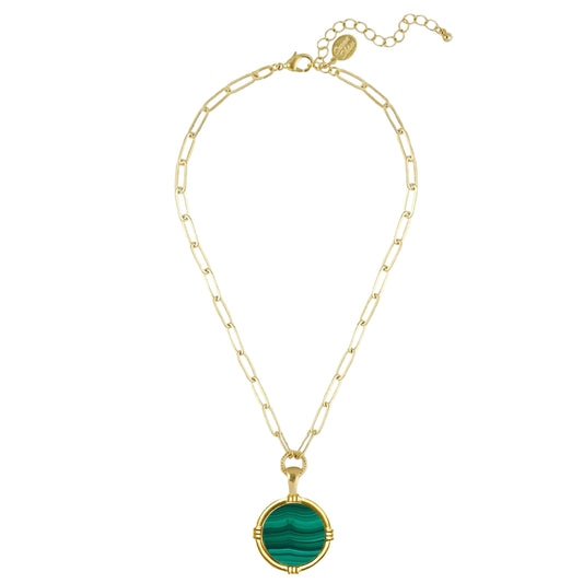 Ida Malachite Paperclip Necklace