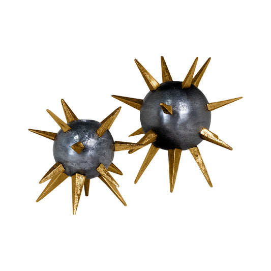 Gold Spike Candleholders - S/2