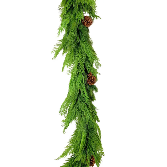 Mixed Cypress/Pinecone Garland - 6'