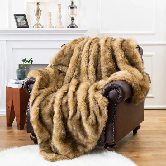 Faux Fur Throw - Tan