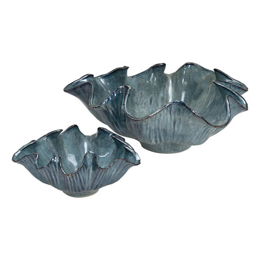 Ceramic Wave Pedestal Bowl
