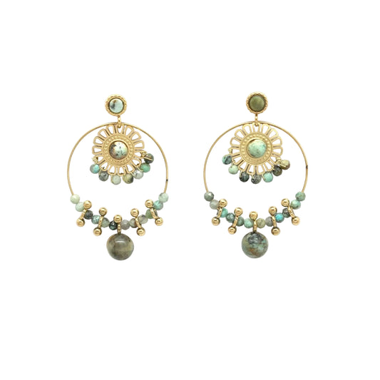 Beaded Turquoise Hoop Earring