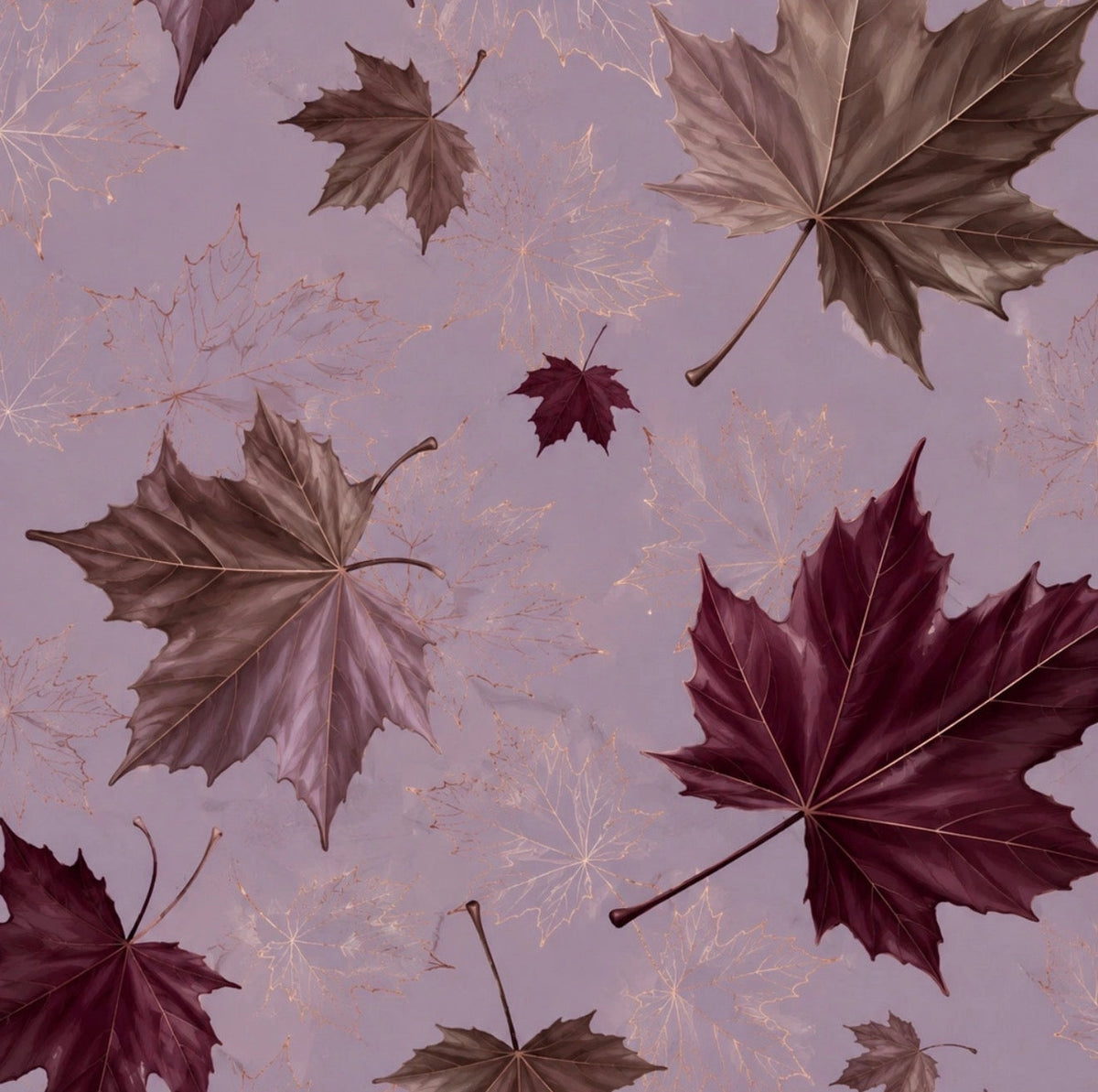 Cocktail Napkin - Plum Leaves