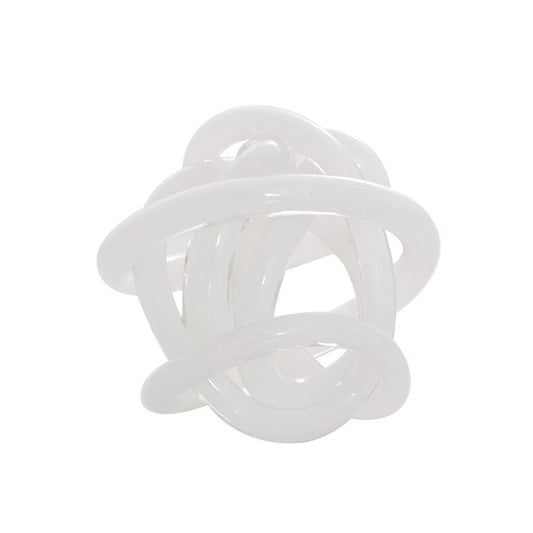 Hand Blown Glass Knot - White/Small