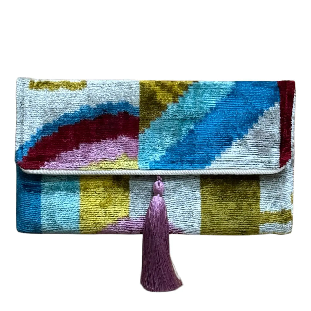 Silk Velvet Colorful Ikat Clutch/Crossbody