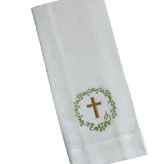 Tea Towel - Embroidered Easter Cross