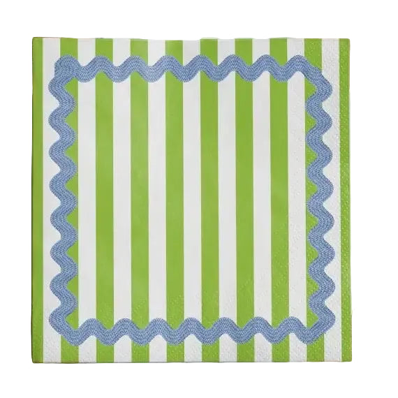 Cocktail Napkin - Green Ric Rac