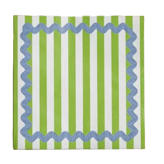 Cocktail Napkin - Green Ric Rac