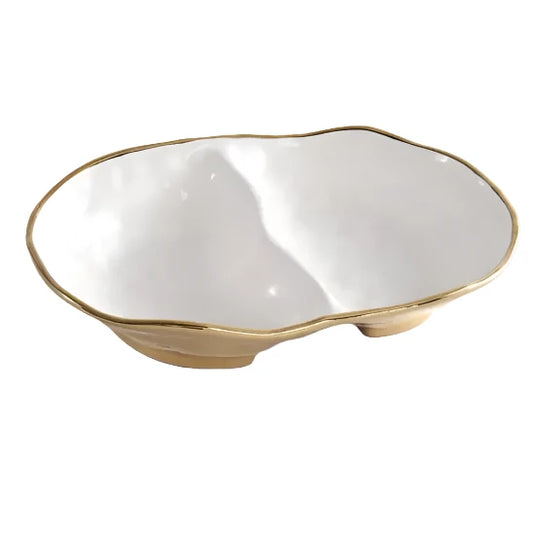 White Porcelain - Large Split Bowl