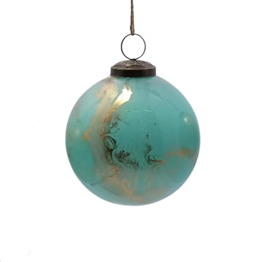 Aqua/Gold Ornament - 4"