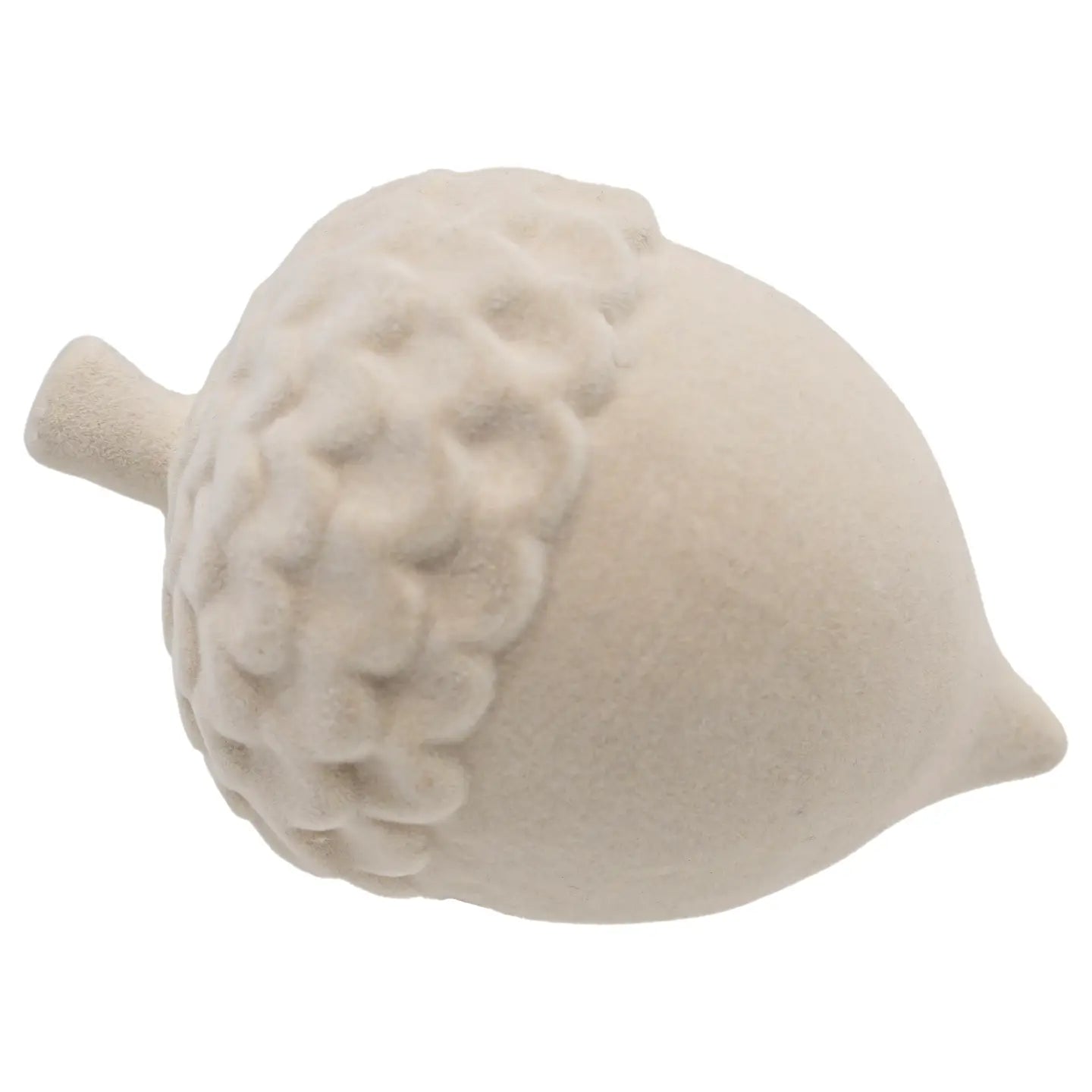Cream Flocked Ceramic Acorn