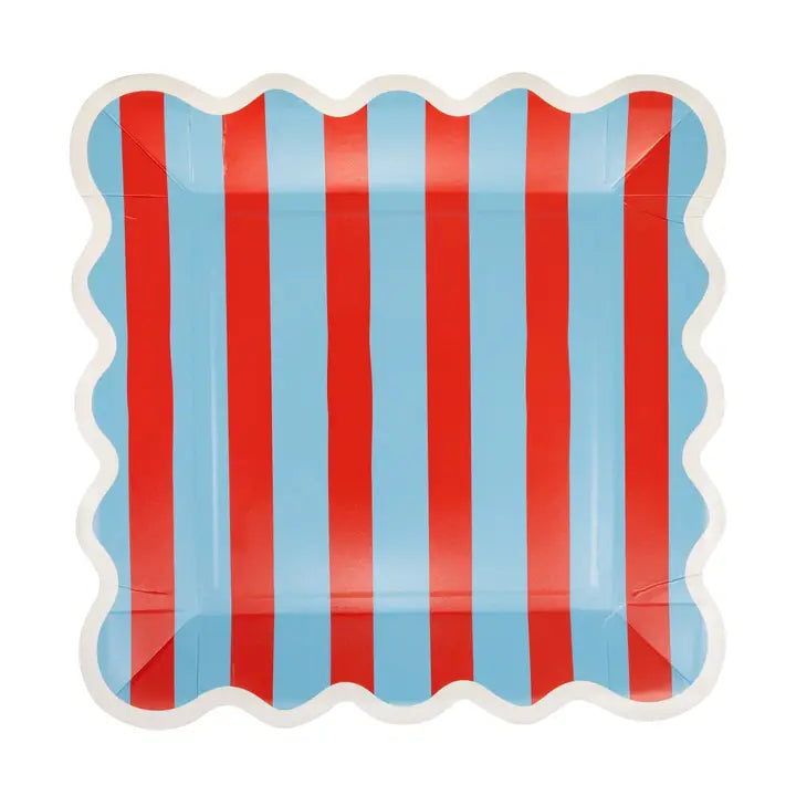 Paper Plate (Small) - Blue & Red Stripes