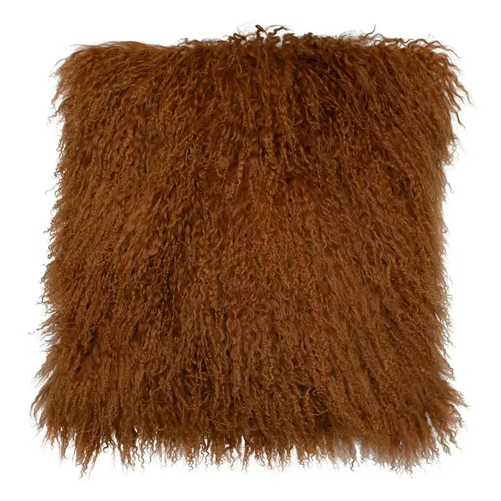 Brown Tibetan Lamb Fur Pillow - 20x20