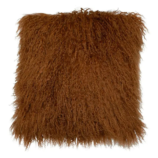 Brown Tibetan Lamb Fur Pillow - 20x20