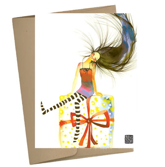 Card - Girl on Gift