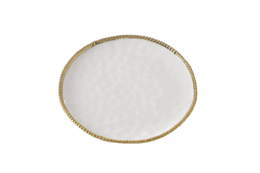 White Porcelain/Gold Beaded - Round Dinner Plate