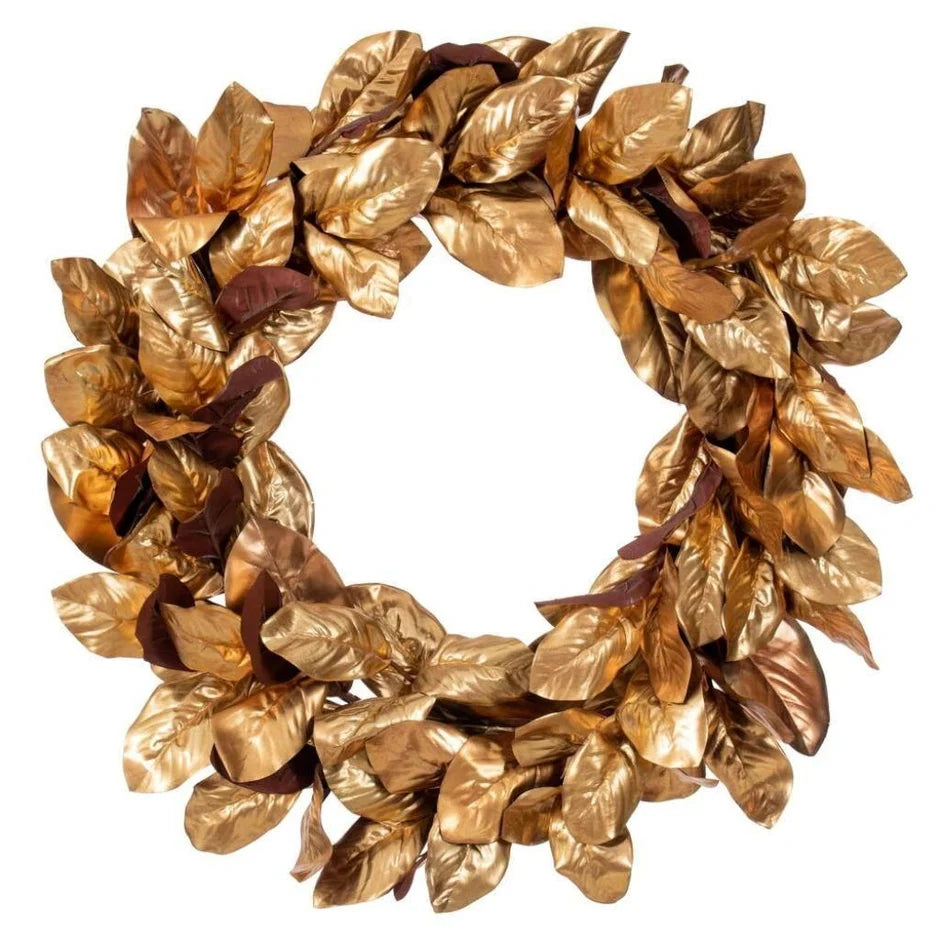 Gold Magnolia Leaf Wreath - 30"
