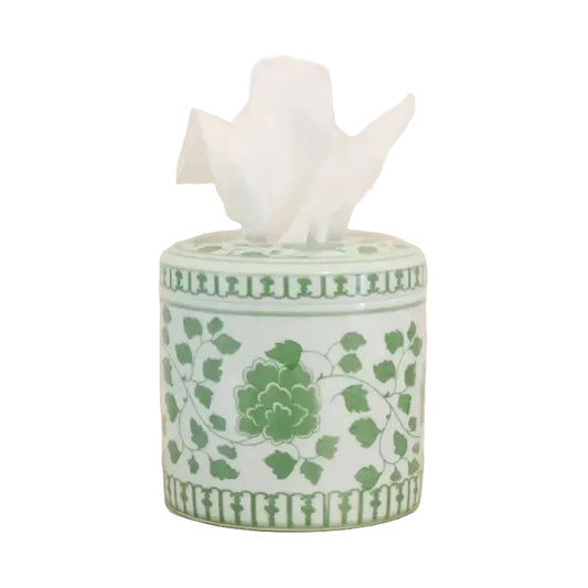 Ceramic Tissue Vessel - Green Floral