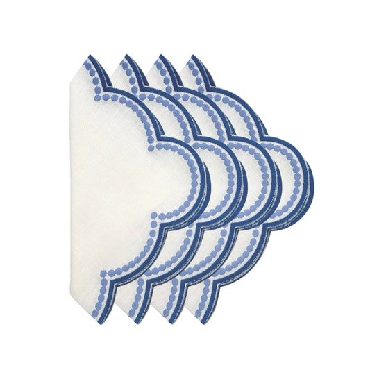 Cloth Napkin S/4 - Blue Embroidered Dots