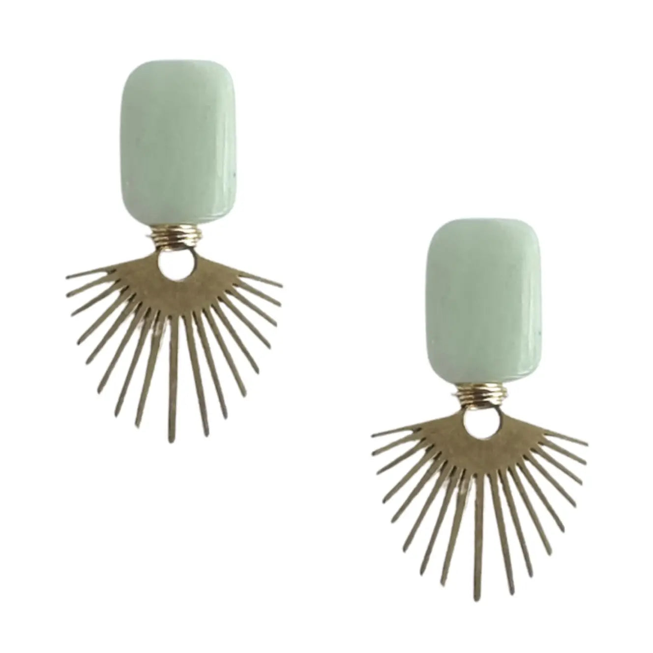 Gold Sage Sunburst Earring