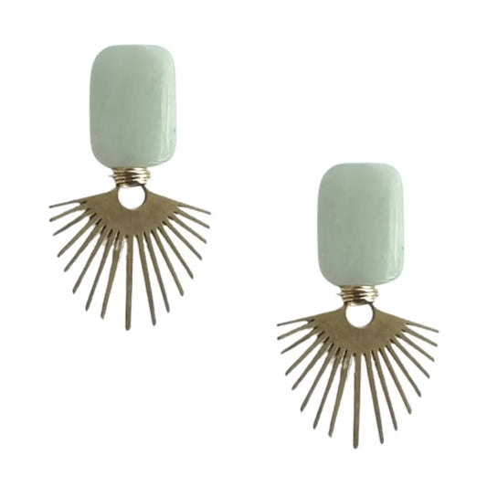 Gold Sage Sunburst Earring
